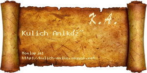 Kulich Anikó névjegykártya